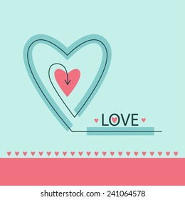 heart with an arrow linear decorative design greeting cards