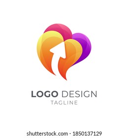 Heart and up arrow logo design concept ready for use