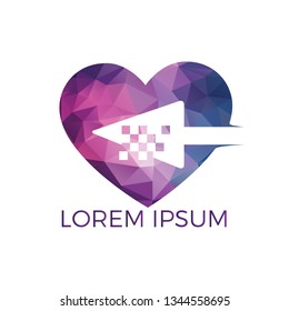 Heart and Arrow Logo Design. Heart And Arrow Direction Abstract Logo Design Template.