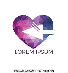 Heart and Arrow Logo Design. Heart And Arrow Direction Abstract Logo Design Template.