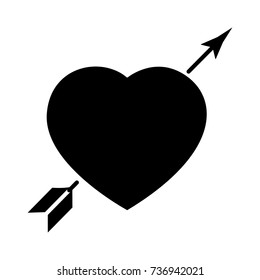 heart with arrow - love icon, vector illustration, black sign on isolated background
