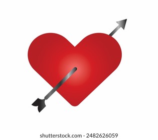 Heart with arrow love symbol on white background ,Valentines concept isolate vector web design