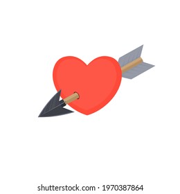 Heart with an arrow. Heart of a lover, vector illustration