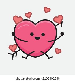 Heart with Arrow Mascot Character Vector Illustration on isolated background
