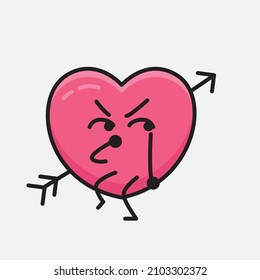 Heart with Arrow Mascot Character Vector Illustration on isolated background