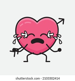 Heart with Arrow Mascot Character Vector Illustration on isolated background