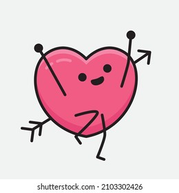 Heart with Arrow Mascot Character Vector Illustration on isolated background