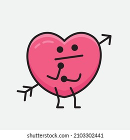 Heart with Arrow Mascot Character Vector Illustration on isolated background
