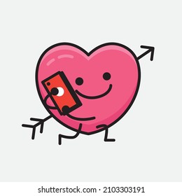 Heart with Arrow Mascot Character Vector Illustration on isolated background