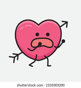 Heart with Arrow Mascot Character Vector Illustration on isolated background