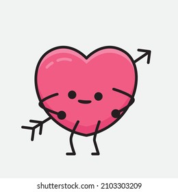 Heart with Arrow Mascot Character Vector Illustration on isolated background
