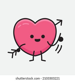 Heart with Arrow Mascot Character Vector Illustration on isolated background