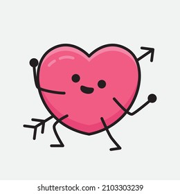 Heart with Arrow Mascot Character Vector Illustration on isolated background