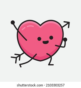 Heart with Arrow Mascot Character Vector Illustration on isolated background