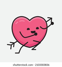 Heart with Arrow Mascot Character Vector Illustration on isolated background