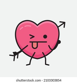 Heart with Arrow Mascot Character Vector Illustration on isolated background