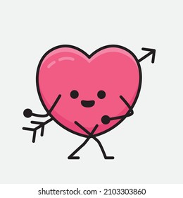 Heart with Arrow Mascot Character Vector Illustration on isolated background