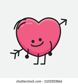 Heart with Arrow Mascot Character Vector Illustration on isolated background