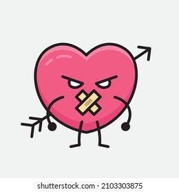 Heart with Arrow Mascot Character Vector Illustration on isolated background