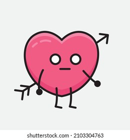 Heart with Arrow Mascot Character Vector Illustration on isolated background