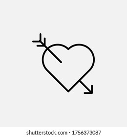 Corazón con flecha simple y moderno icono vector