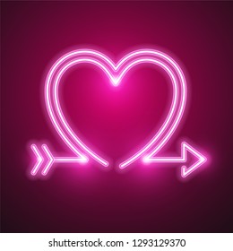 Heart and arrow neon design