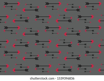 Heart arrow on gray background. Concept of valentine's day.