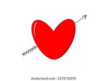 heart and arrow on a white background,