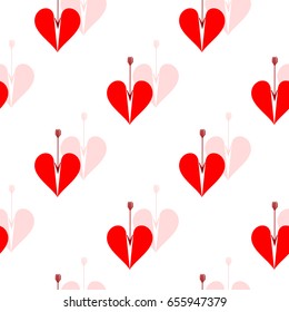 Heart and arrow on white background. Fashion graphic background design. Modern stylish abstract texture. Colorful template for prints, textiles, wrapping, wallpaper, website etc. Vector illustration