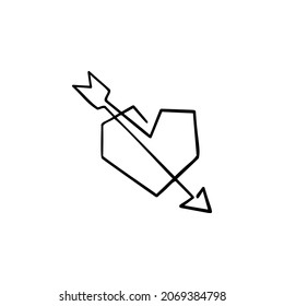 heart, arrow one line vector illustration art hand draw .