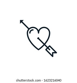 Heart with arrow outline icons. Vector illustration. Editable stroke. Isolated icon suitable for web, infographics, interface and apps