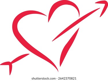 Corazón con contorno de flecha. Símbolo de ataque amoroso. 