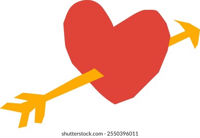 Heart With Arrow Paper Cut Vector Illustration