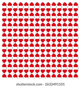 Heart with arrow pattern. Love symbol vector. Red passion shape. White background repeat.