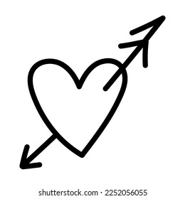 Heart with Arrow. Pink heart with red arrow. Vector illustration