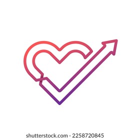 Heart with an arrow pointing up. Vector icon graphic design. Minimal stylized. Concepts of health, romance or positive brands