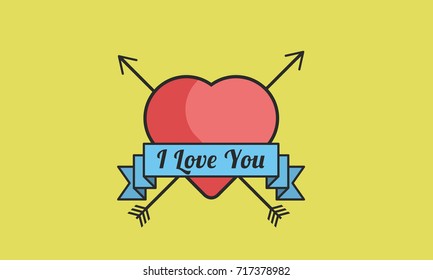 Heart, Arrow and Ribbon Vector Icon
