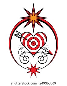 Heart with arrow and ring design (vector image)