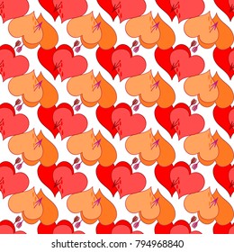 Heart and arrow seamless pattern. Fashion graphic background design. Abstract texture of valentines day. Colorful template for prints, textiles, wrapping, wallpaper, website etc. Vector illustration