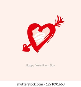 Heart arrow. Sketch illustration for Valentine's day. Vector graphics imitation of drawing with a dry brush.
Doodle heart arrow postcard to the Happy Valentine's day.
