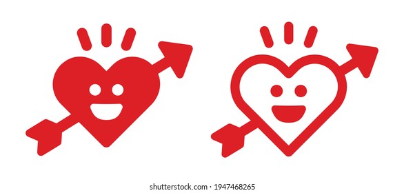 Heart With Arrow Smiley Emoji Love Vector Icon Illustration.