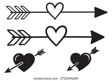 Corazón y flecha pegatina Vector conjunto eps