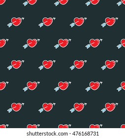 Heart and arrow symbol seamless pattern, valentine background, wrapping paper motif