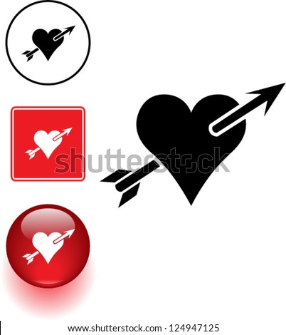 heart with arrow symbol sign and button