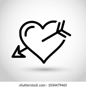 Heart with arrow thin line icon vector