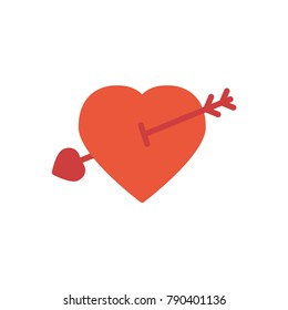 Heart arrow valentines day flat icon