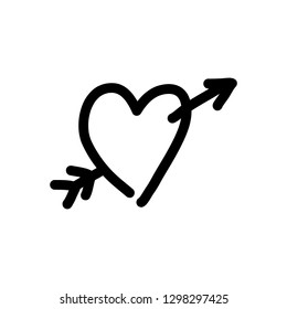 Heart with arrow. Valentine's Day and Love. Hand-drawn vector illustration. Print for t-shirt and bags. Sticker for social media content. Doodle. Icon.