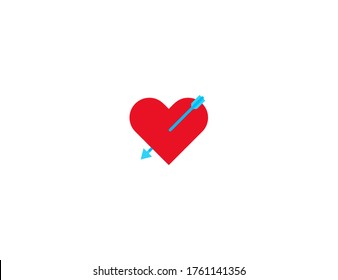 Heart with Arrow vector flat icon. Cupid Arrow, Lovestruck icon. Isolated Heart with Arrow emoji illustration symbol