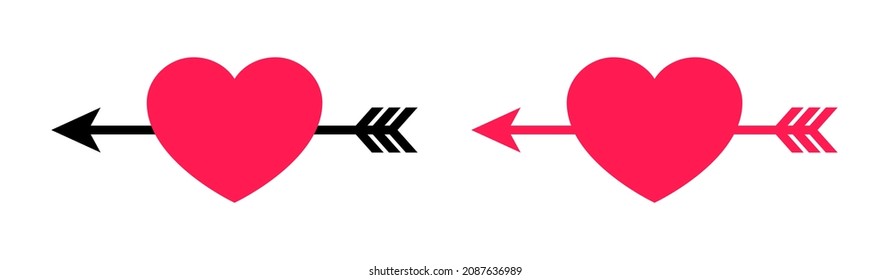 Corazón con vector de flecha. Corazón con flecha que atraviesa