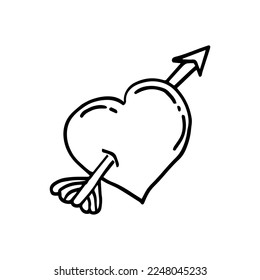 Heart with an arrow vector hand drawn vector illustration